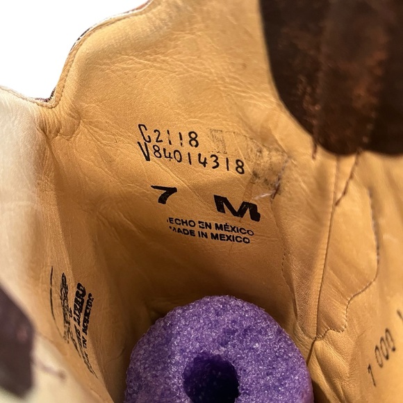 Corral Boots Brown Distressed Lizard Inlay Snip Toe style C2118, Sz 7 - Picture 16 of 16